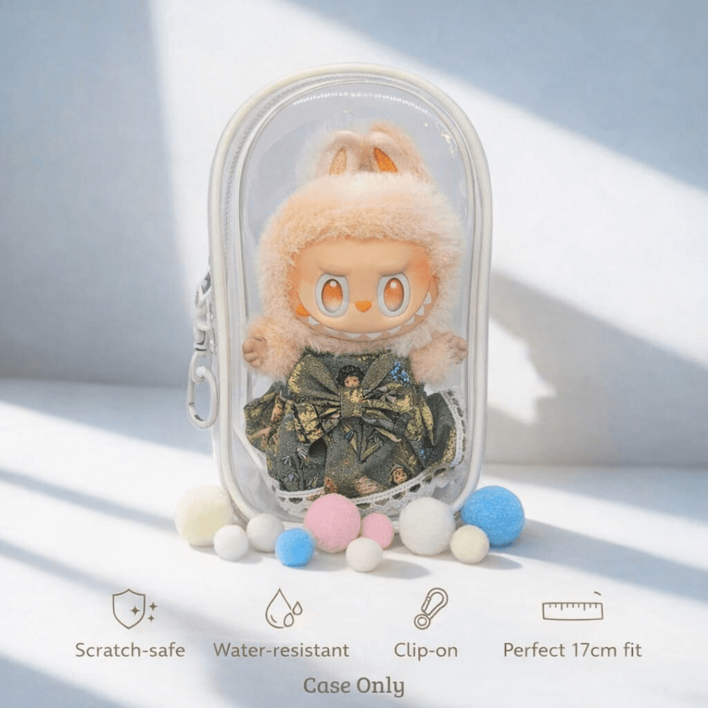Clear Protective Carrier Case for Labubu - Front