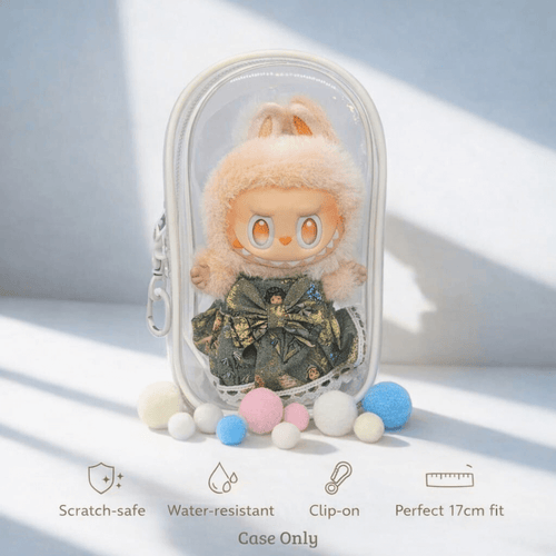 Clear Protective Carrier Case for Labubu - Front