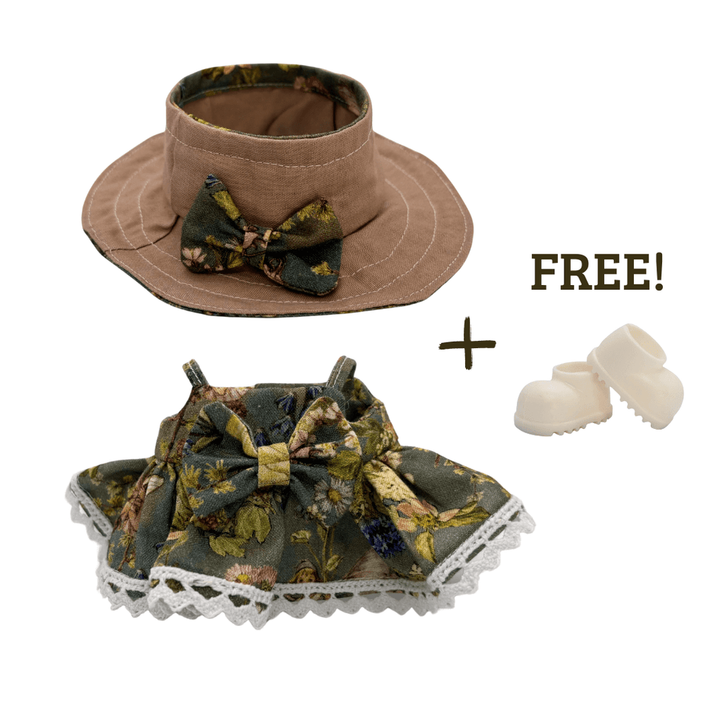 Handmade Victorian Doll Clothes Set for Labubu – Green