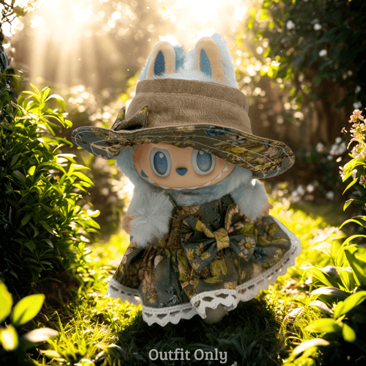 Handmade Victorian Doll Clothes Set for Labubu – Green - Front